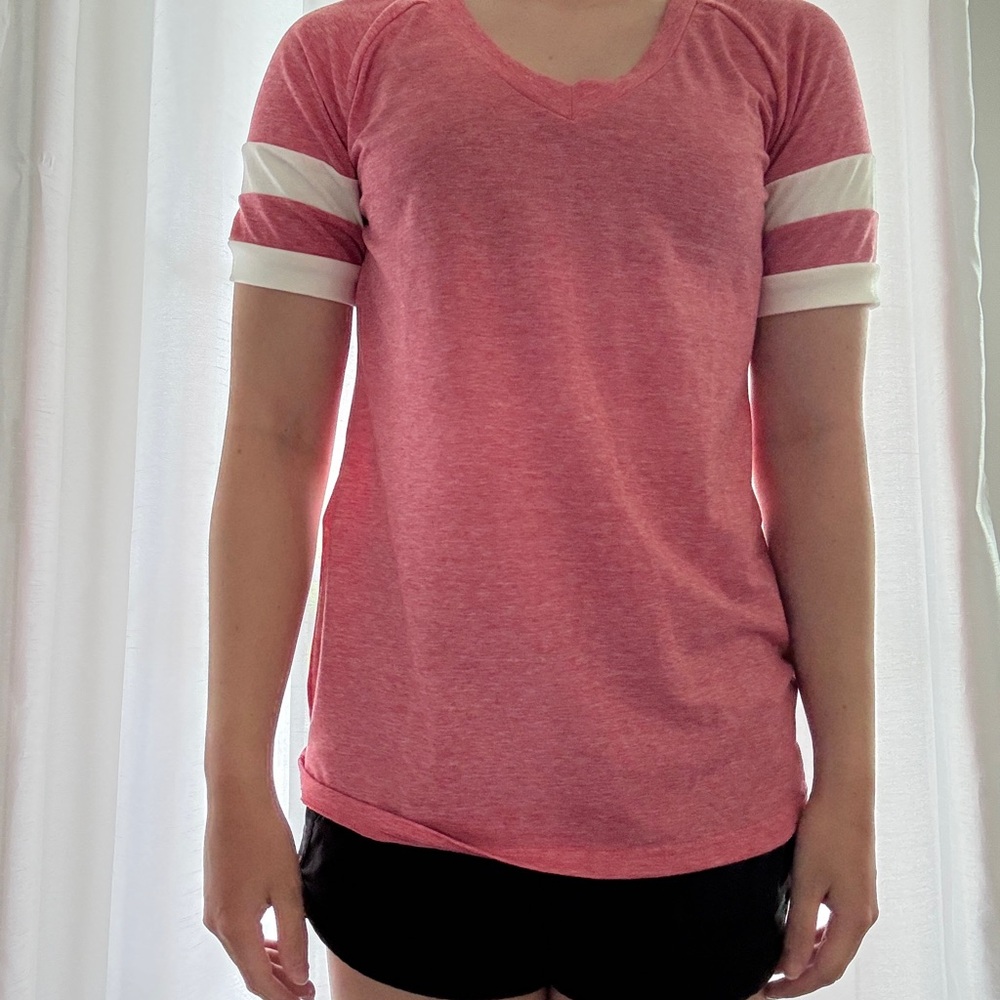 Pink and White Women's Top